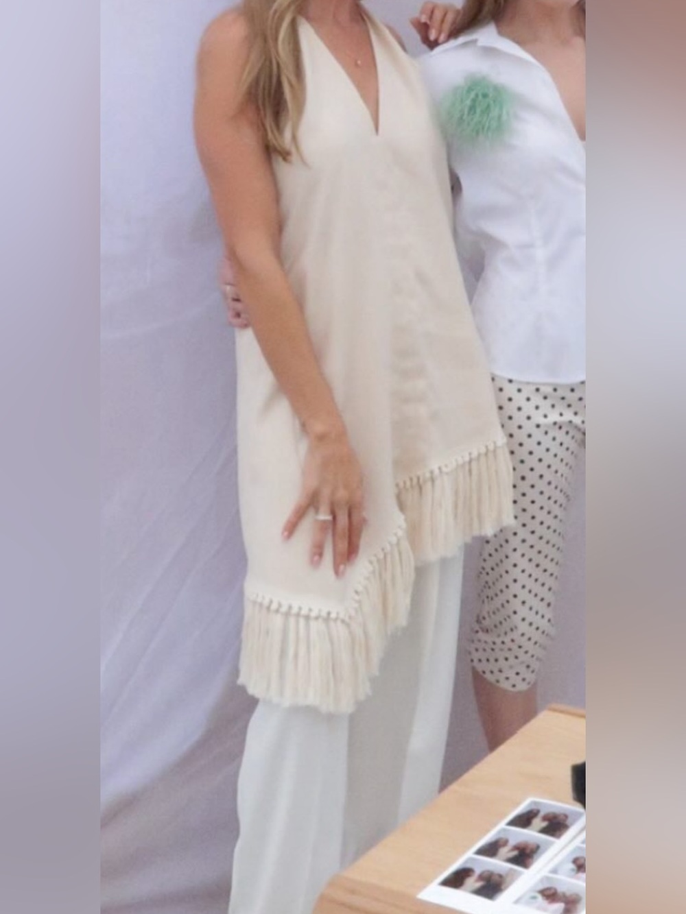 Zara asymmetrical cream fringe top